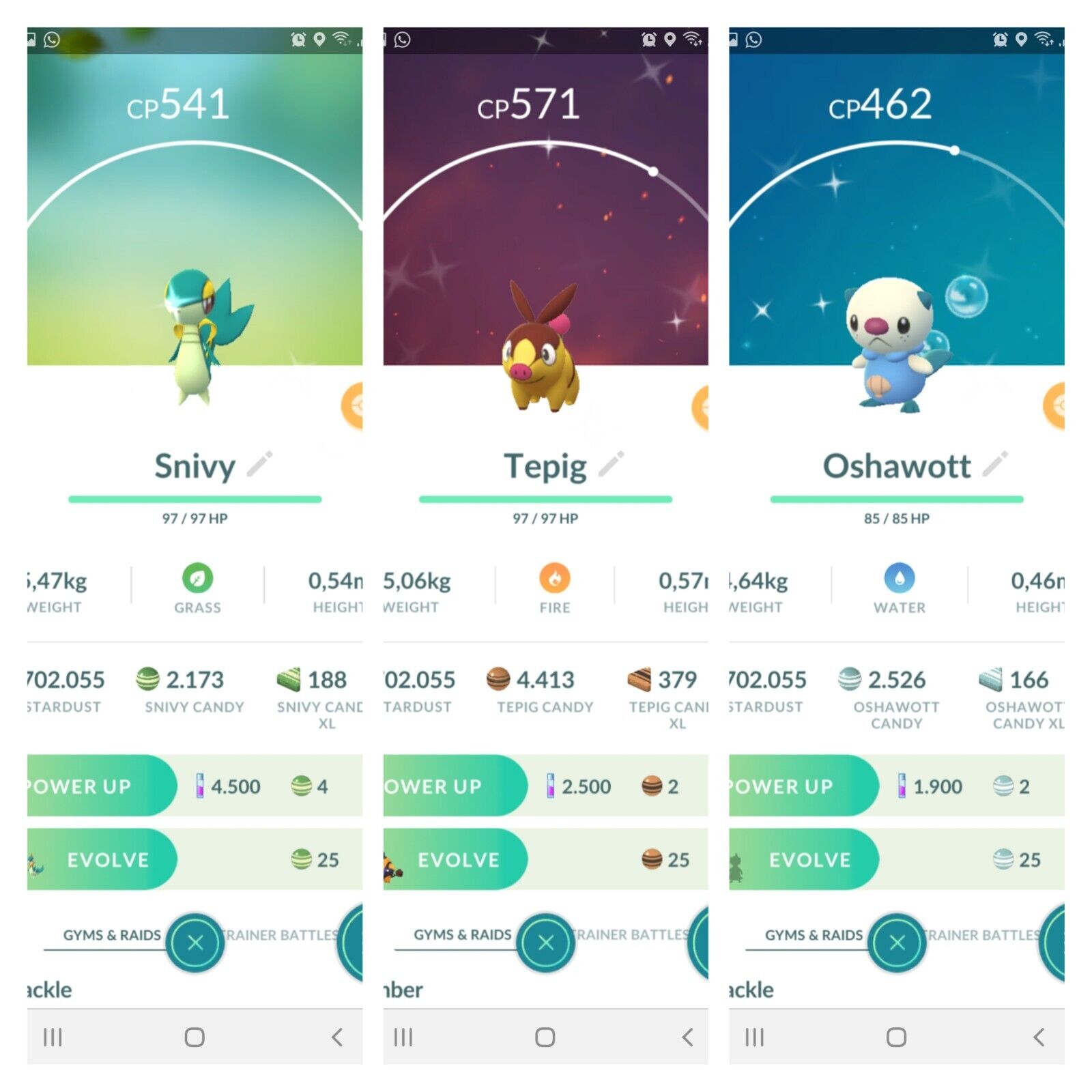 ✨Shiny Unova starters, Snivy, Tepig, Oshawott, Pokèmon Go