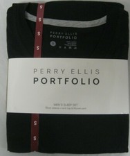 NEW Perry Ellis Portfolio Men's Sleep Set -Small Black/ Plaid Retail 60 1063