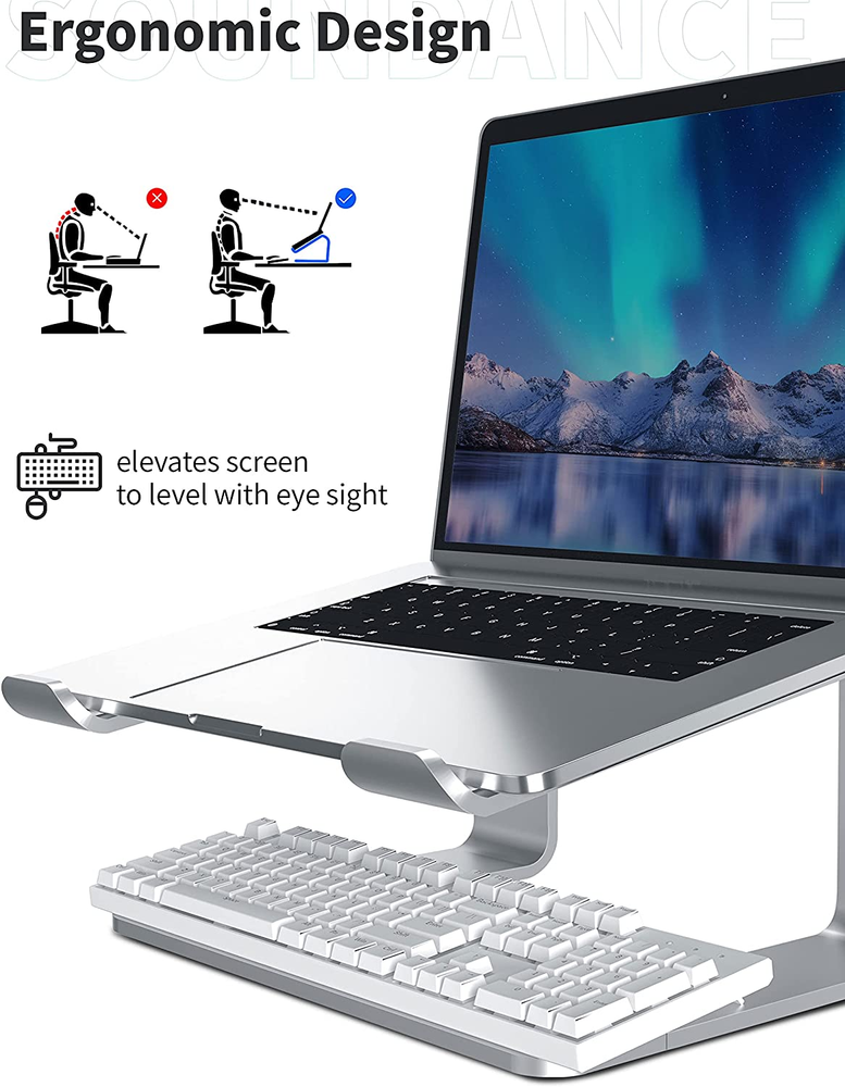 Aluminum Laptop Stand Ergonomic Riser Desk Elevator for Meta MacBooks