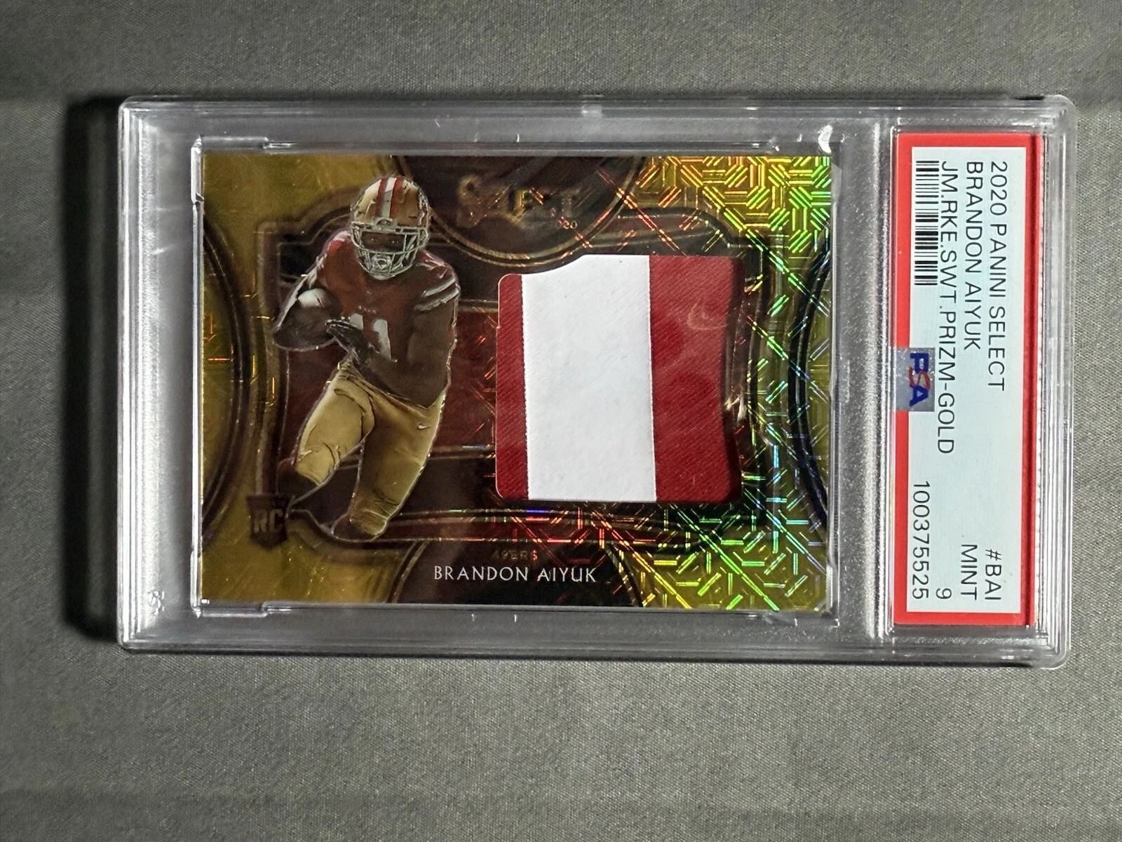 Brandon Aiyuk Panini Select Jumbo Rookie Swatch Prizm #BAI Gold