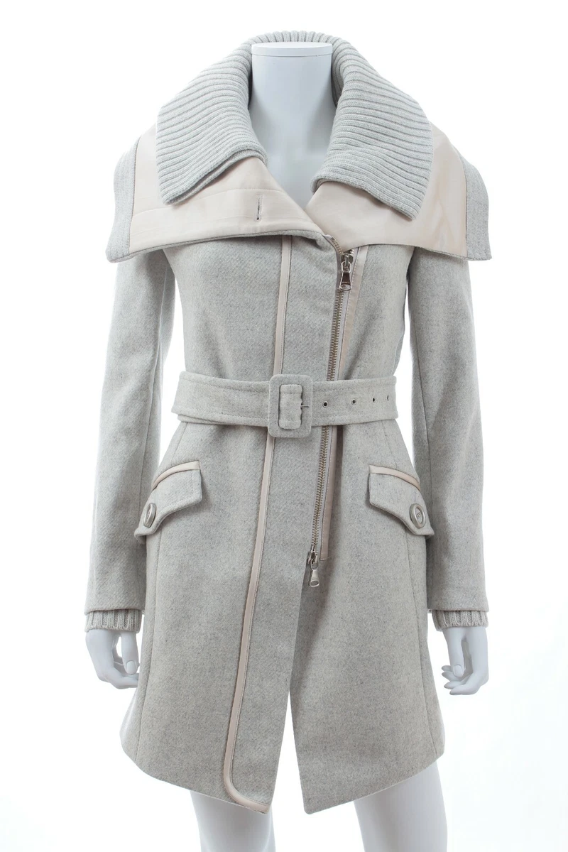 Pinko Fontina Wool Blend Parka Coat Grey eBay