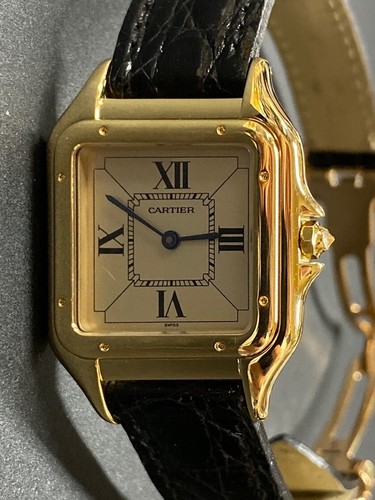 CARTIER PANTHERE 18kt gold Large MENS with original crocodile deployant  clasp ! | eBay
