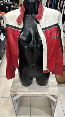GENERICO genuine leather jacket used women woman size M red LLD230