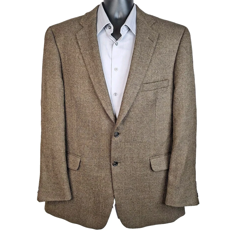 Stuart Hughes Jacket Blazer Mens 44L Brown Microcheck Wool - Image 3 of 4