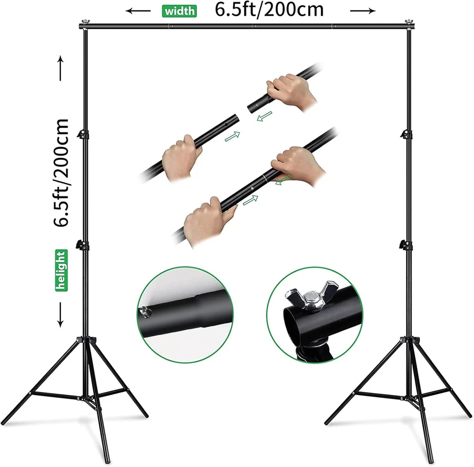 KIT de soporte de telón de fondo de alta resistencia de 6,5 pies soporte de fondo para estudio de fotografía + abrazadera Foto 3 de 4