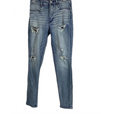 American Eagle Light Blue Distressed Skinny Jeans 5 Pocket Design Size 6 Womens
