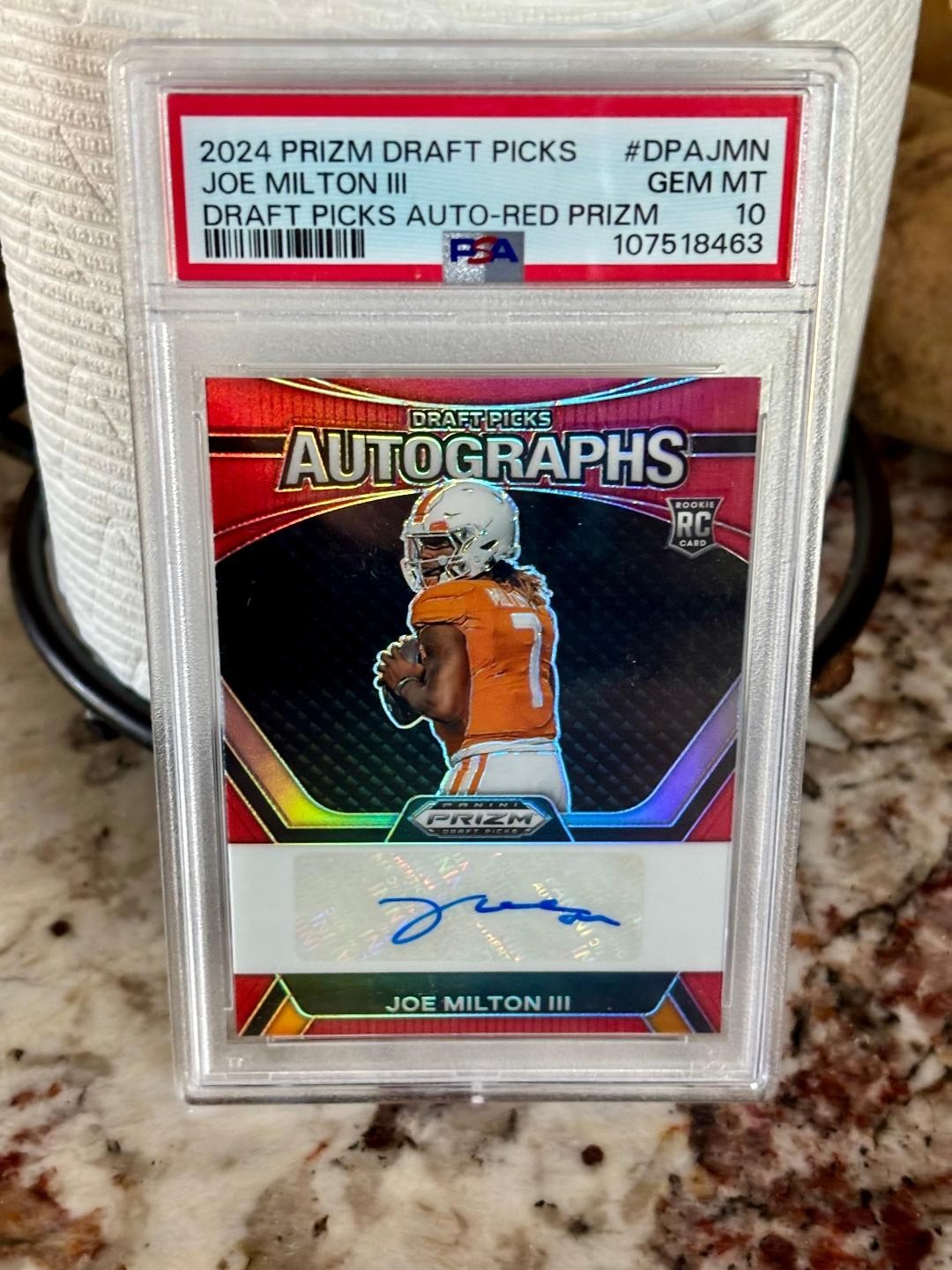 2024 Prizm Draft Picks Joe Milton III RED RC Auto /199 PSA 10 Tennessee