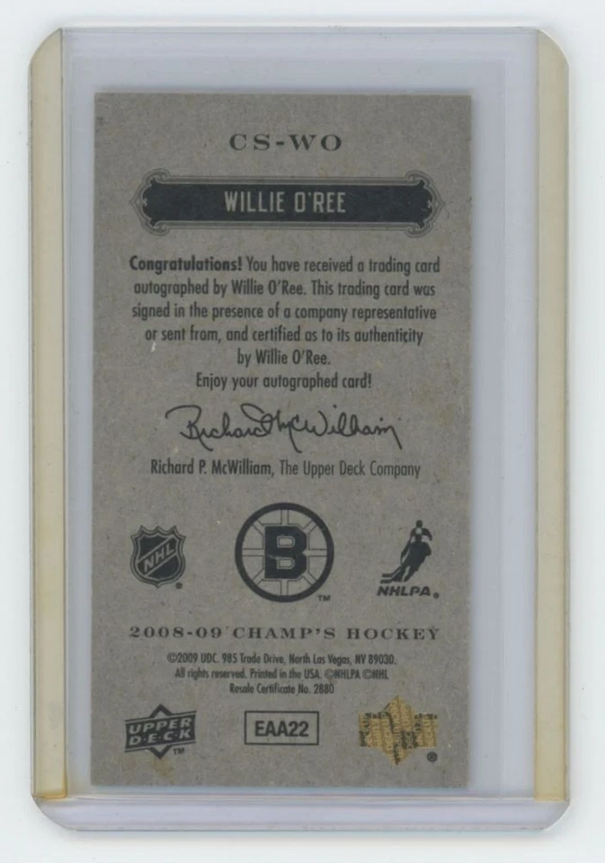 2008-09 UPPER DECK CHAMP'S Willie O'Ree MINIS SIGNATURES AUTO Rare!!! - Image 2 of 2