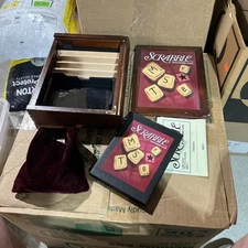 Scrabble Crossword Game Vintage Game Collection Wooden Book Box 110 Wood Tiles