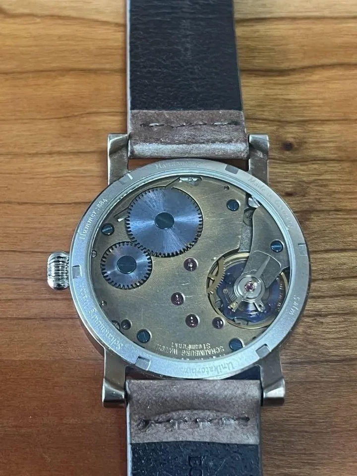 RELOJ SCHAUMBURG Steamunc1-Rec Cuero Acero Inoxidable Esqueleto Esfera con Estuche Foto 4 de 4