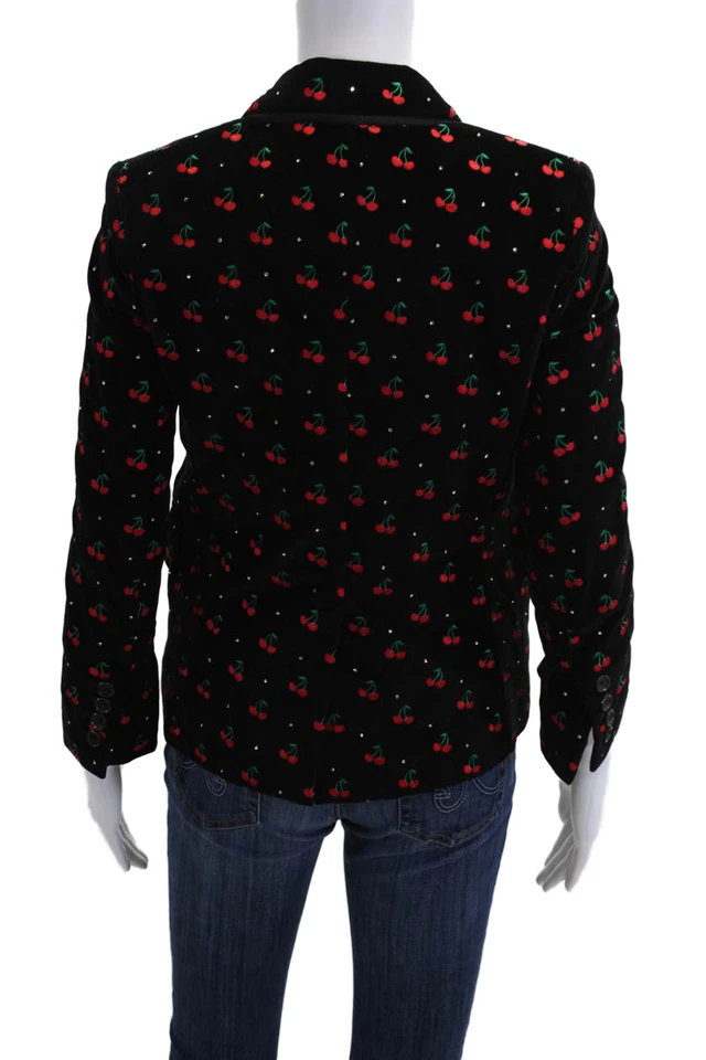 Chaqueta Blazer Marc By Marc Jacobs Mujer Dos Botones Terciopelo Cereza Negra Talla 0 Foto 4 de 4