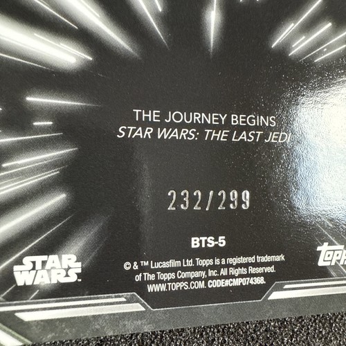 2024 Masterwork Star Wars #BTS-5 The Journey Begins The Last Jedi Rainbow /299 - Picture 8 of 8