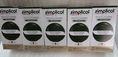 Simplicol-Textilfarbe-Intensiv-150 ml & 400 gr.-in Oliv-Grün- 1 x 5-er Set