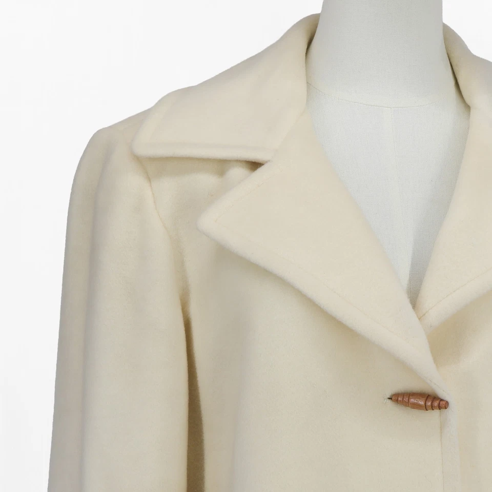 Abrigo largo vintage Liz Claiborne mezcla de lana crema para mujer 14 minimalista clásico Foto 2 de 4