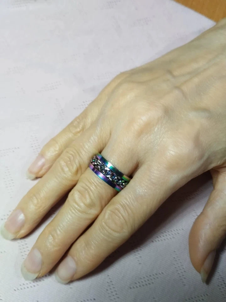 Anti-Anxiety Fidget Spinner Ring Stainless Steel Rotating Band Unisex Men Women - Image 4 of 4