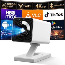Mini Projector for Bedroom Portable with WiFi 6 and Bluetooth 5.4 Built-in Apps