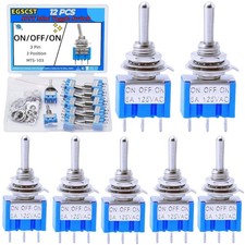 12PCS Mini Toggle Switch SPST 6A 125V Miniature On/Off/On 3 Pin 3 Position Micro