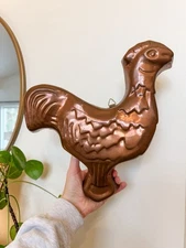 Vtg. 70's Copper Rooster Jello Mold Wall Hanging Decor Country Farmhouse Cottage