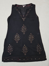 PEPPERMINT BAY Women's Small Cover Up Dress Sheer Black Brown Sleeveless A4