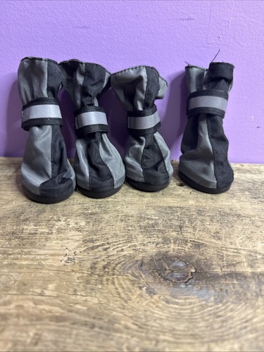 TOP PAW Black & Gray Reflective Waterproof Dog Boots (L) (NEW)
