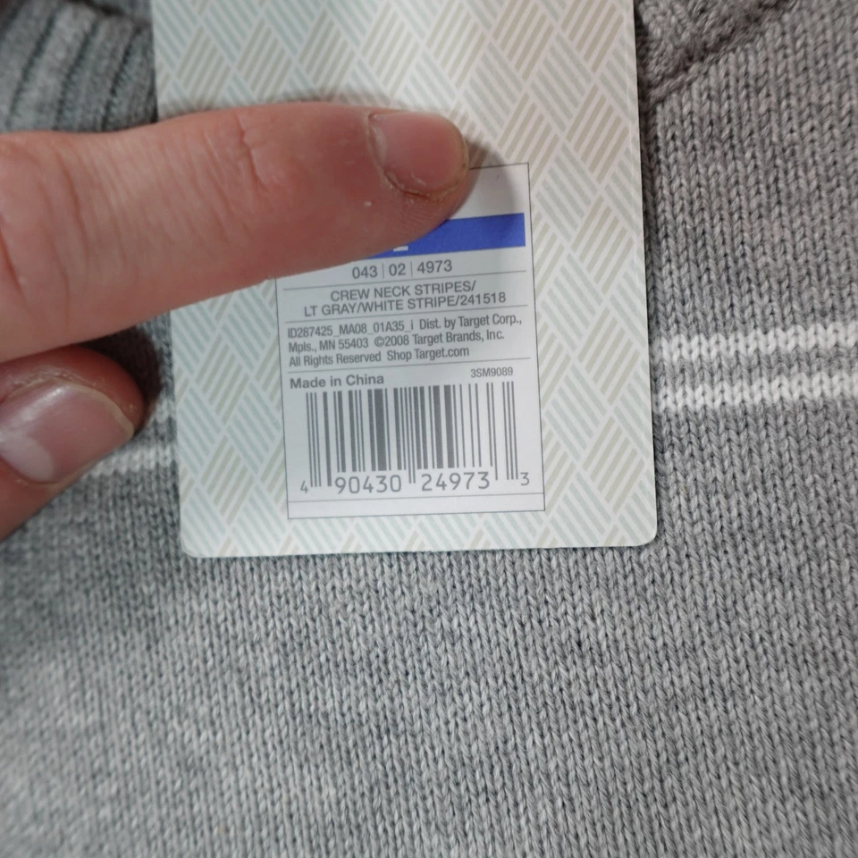 Merona Sweater Mens Large Striped Crewneck Pullover Classic Casual Lightweight - Image 4 of 4