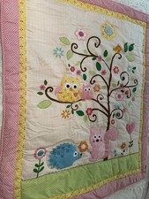 Crib Blanket 35x42 Pastel Nursery Animal Theme Kids Line quilted, appliqu s