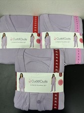 Cuddl Duds Lilac 3pc Pajama Set Soft Knit PJ 97 Polyester