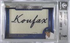 2012 Topps Manufactured Historical Stitches Sandy Koufax BGS 9 MINT HOF 1h1