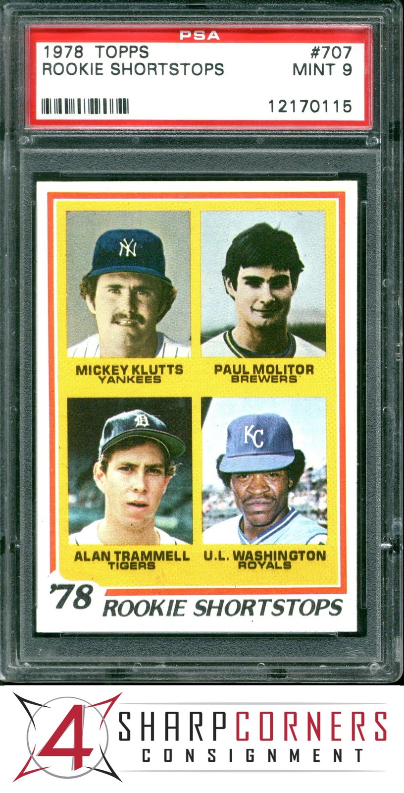 1978 TOPPS #707 PAUL MOLITOR-ALAN TRAMMELL RC HOF PSA 9
