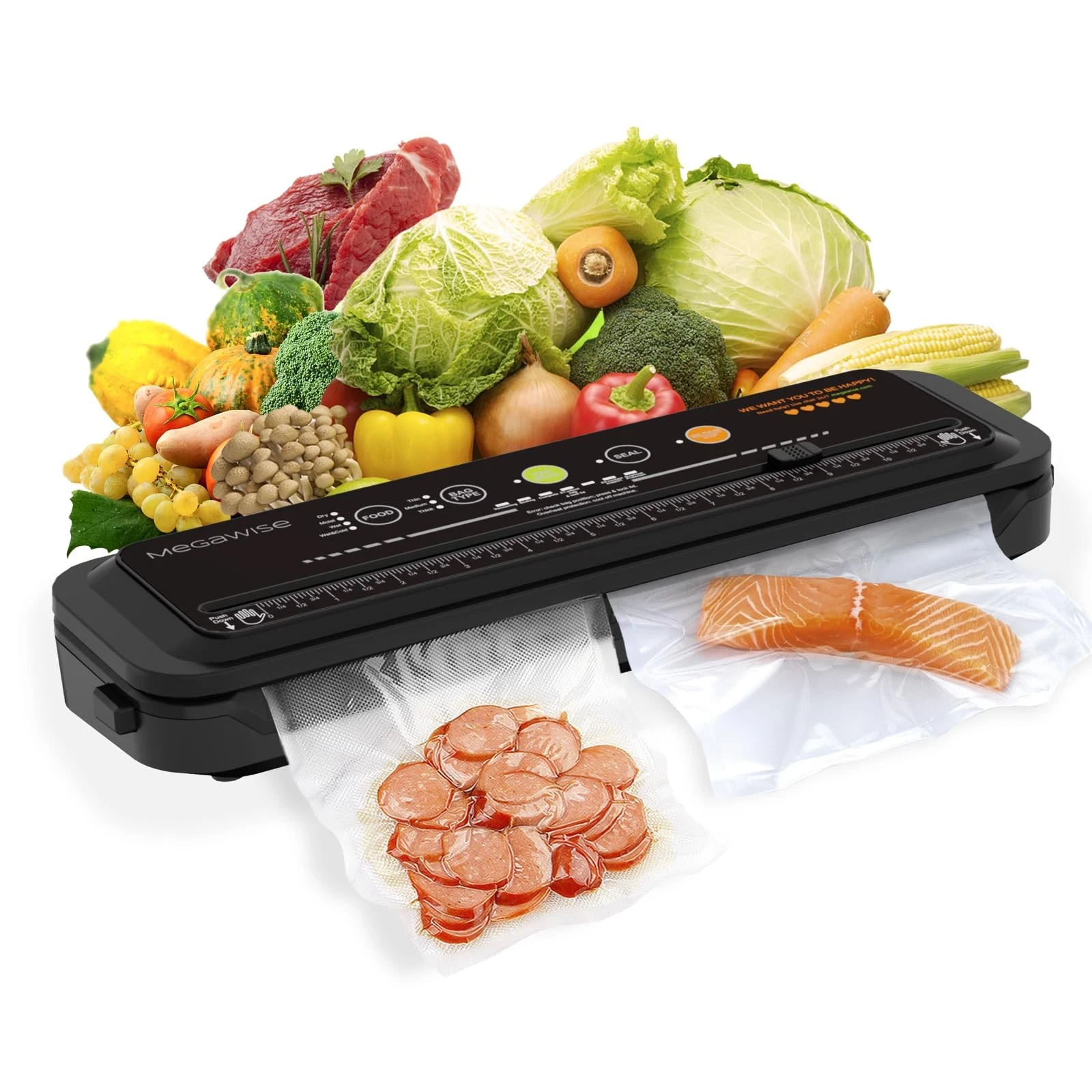 MEGAWISE Model B 2025 Vacuum Sealer | Powerful & Compact | One-Touch Automatic F