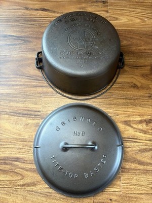 Griswold Cast Iron #9 Tite-Top Dutch Oven 834 w/Lid 2552A Fully