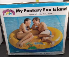 Vintage 90’s Splash Club 72" Huge Inflatable My Fantasy Fun Island Float NOS PIC