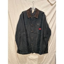 Dickies Mens Black Duck Canvas Chore Coat Corduroy Collar Size Measured 2176