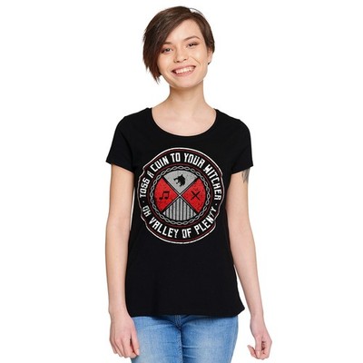 Toss a Coin Damen T-Shirt für Witcher Fans schwarz - Größe XS wählbar