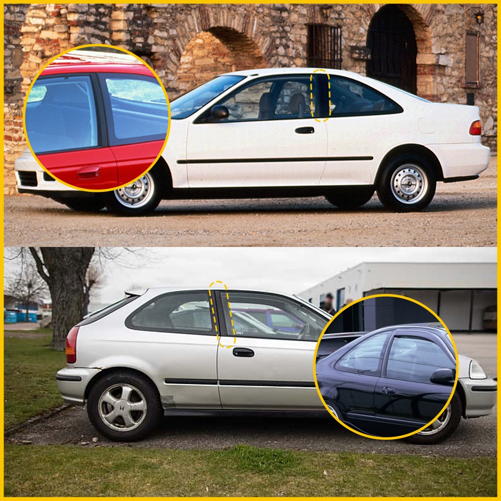 DRIVER & PASSENGER SIDE DOOR GARNISH TRIM PILLAR SASH FOR 1992-1995 HONDA CIVIC