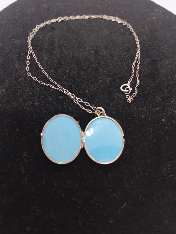 Sterling Silver Locket Pendant On Oval Link Chain Necklace 42cm Vintage 4.5g - Image 4 of 4