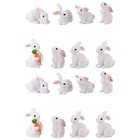2 Count Miniature Animals Garden Ornaments Rabbit Figurines Resin Model