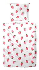 Primera Soft-Seersucker Bettwäsche 155x220 Erdbeere weiß 213074-002