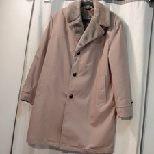 VTG Over Coat 42 Brown Faux Fur Lined Collar Made USA Warm 70s