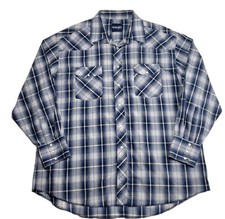 Vintage Wrangler Flannel Men's XL Work Shirt Long Sleeve Pearl Snap 