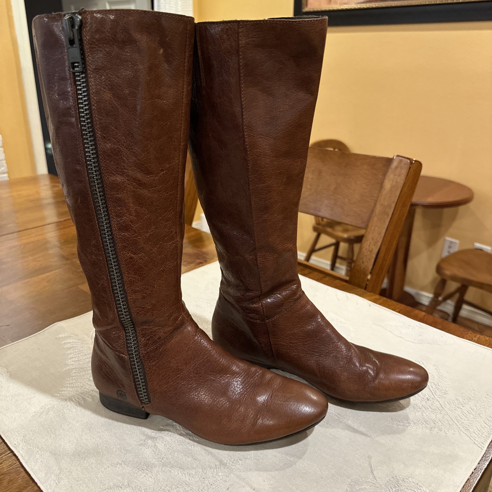Women's Brown Leather Born “Terri” Tall Leather Boots Size 6.5 M/Width - Used