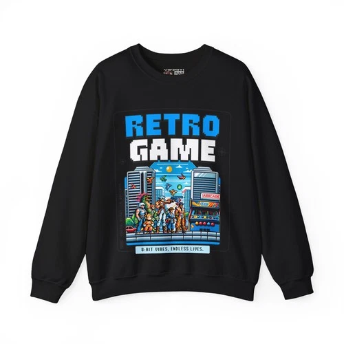 Retro Game Sweatshirt — Vintage 8-Bit Arcade Graphic Crewneck - product listing photo