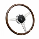 14" Classic Riveted Wood Grain Steering Wheel Restoration MGB Midget W/Horn