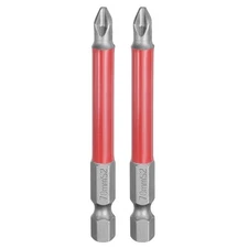 2pcs PH2 Anti Slip Phillips Screwdriver Bit 1/4" Shank 2.8" Magnetic Gray/Red