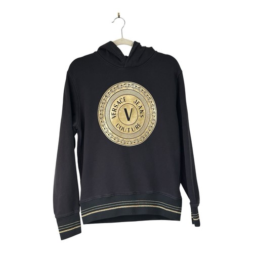 Versace Jeans Couture hoodie Sweatshirt, Black Cotton/ Gold Logo Large. Preowned