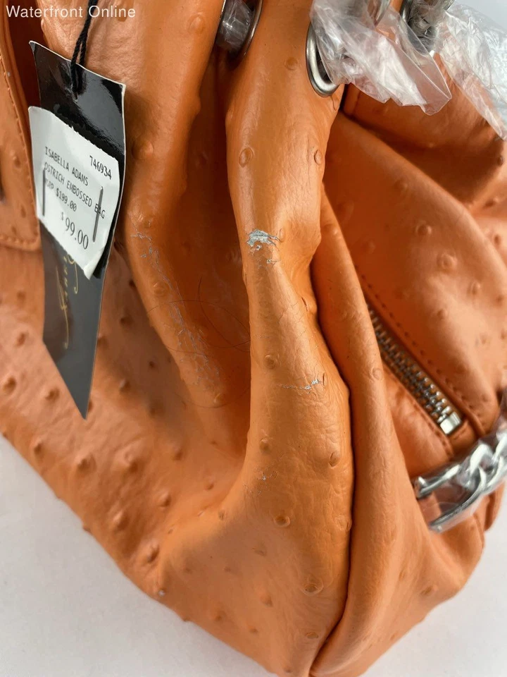 Isabella Adams Orange Ostrich Embossed Hobo Bag NWT - Image 3 of 4