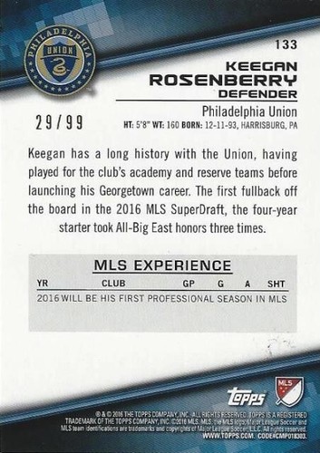 2016 Topps Major League Soccer Blue Parallel /99 (#131 - #140) - MLS - Picture 10 of 20
