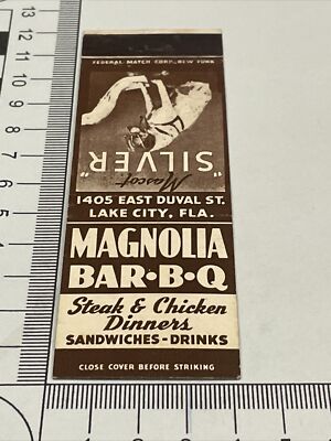 Front Strike Matchbook Cover  Magnolia Bar B Q   a Restaurant  Lake City, FL gmg