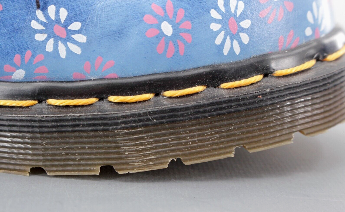 VTG 90s Women's Blue Floral Dr Martens Ankle Boots Sz 7 / UK 5