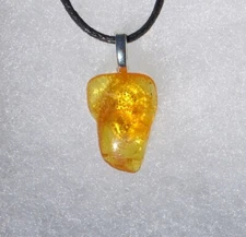 Natural Baltic Amber Free Form Stone Crystal Pendant Necklace Small